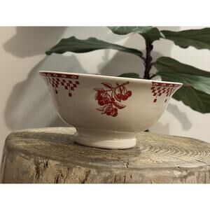 Comptoir De Famille Damier Red Cafe At Lait Bowl Cerise Cherry Red Checker 8”